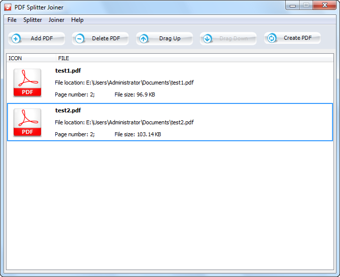 PDF Splitter Joiner screenshot