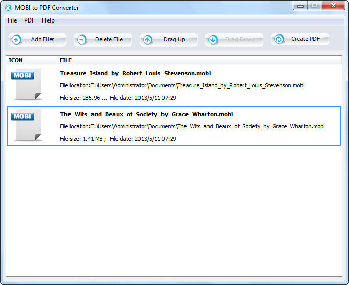 MOBI to PDF Converter screenshot
